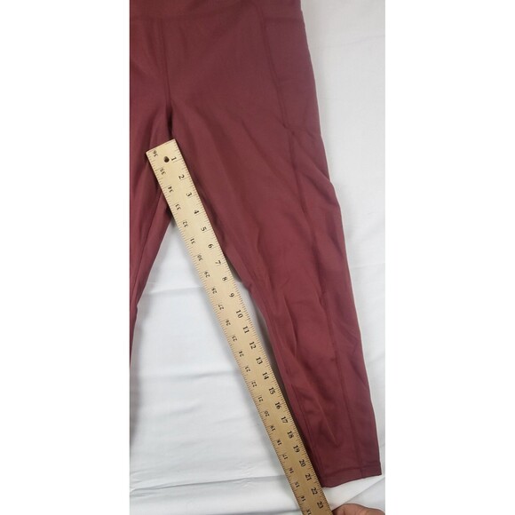 Yogalicious Lux Leggings Womens L Red Burgundy Ankle Pocket Stretch Workout - Picture 6 of 8